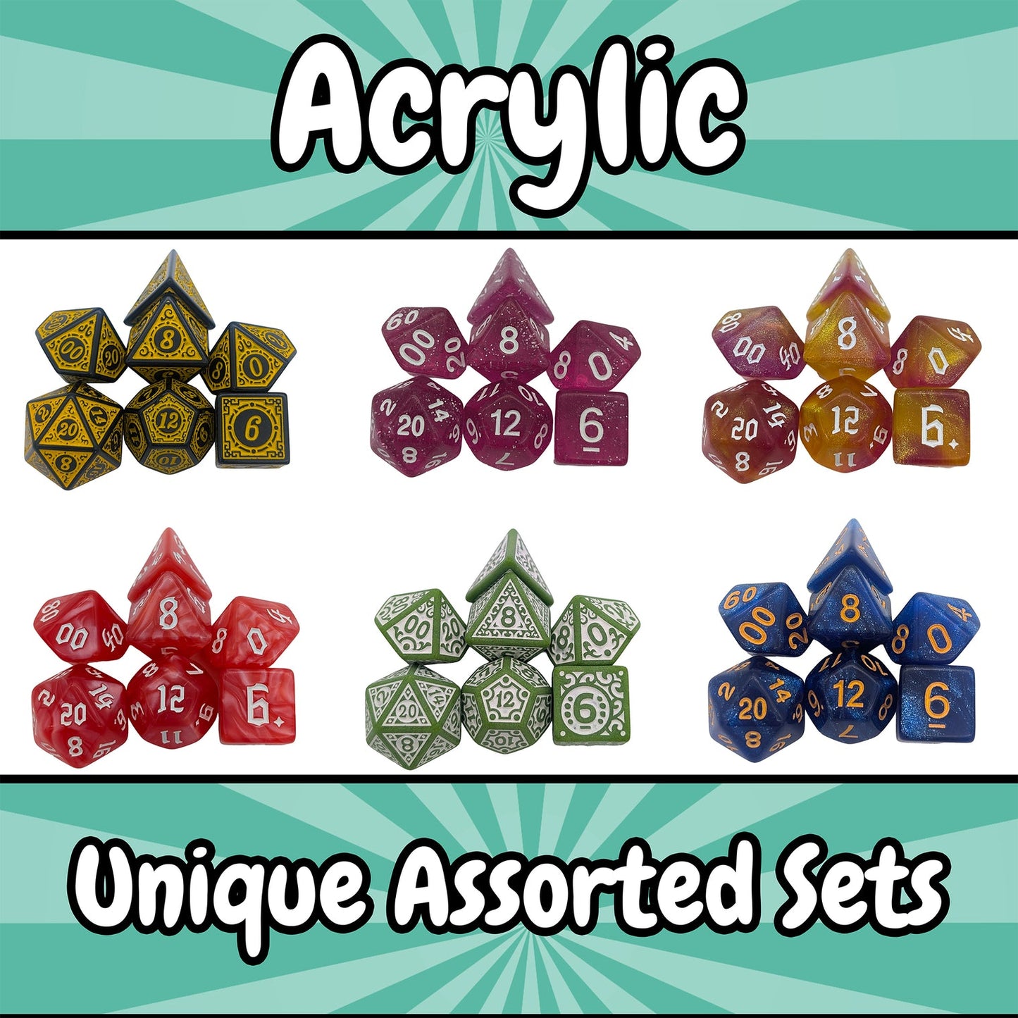 Mystery Dice Goblin - Acrylic Dice - Full Set of Matching Polyhedral Dice