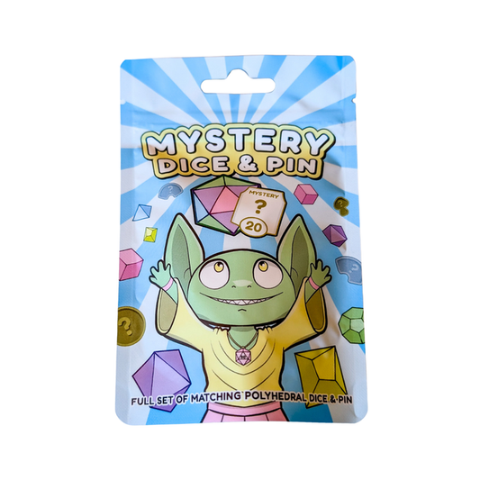 Mystery Dice Goblin - Mystery Dice & Pin - Full Set of Matching Polyhedral Dice & Pin