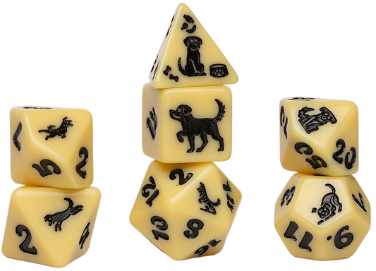 Sirius Dice Tube - Set of 7 Dice - Golden Pup