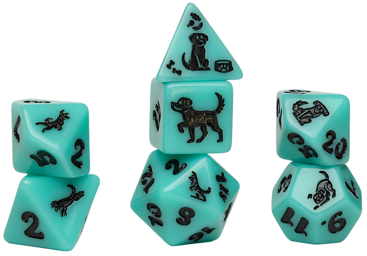 Sirius Dice Tube - Set of 7 Dice - Seafoam Shepherd