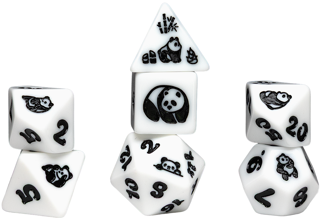 Sirius Dice Tube - Set of 7 Dice - Moon Panda